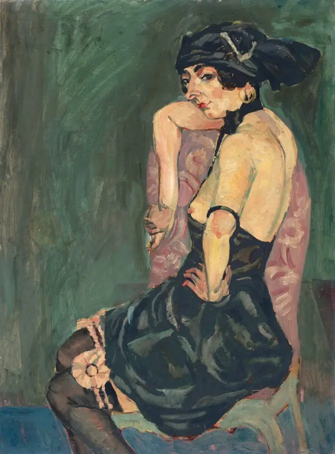 Seated Woman with Garter (Portrait of R.), 1924 – Georg Tappert
