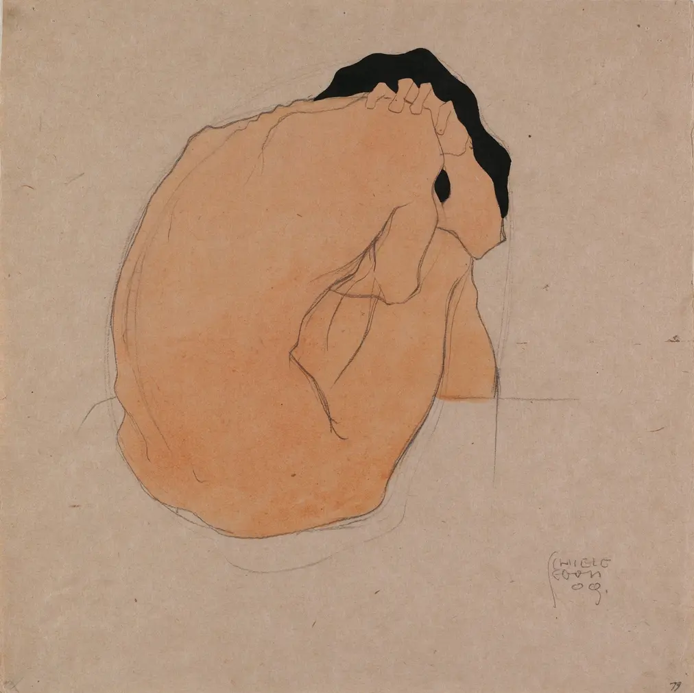 Seated Black-Haired Man 1909 Schiele