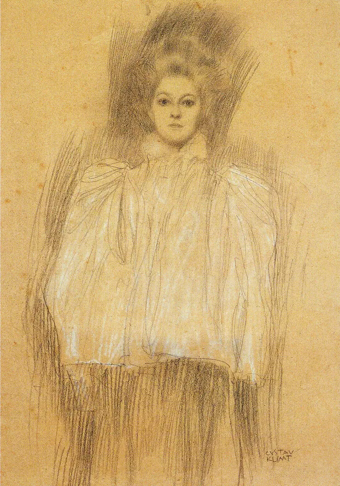 Standing Woman in Cape, Frontal View 1895 Klimt