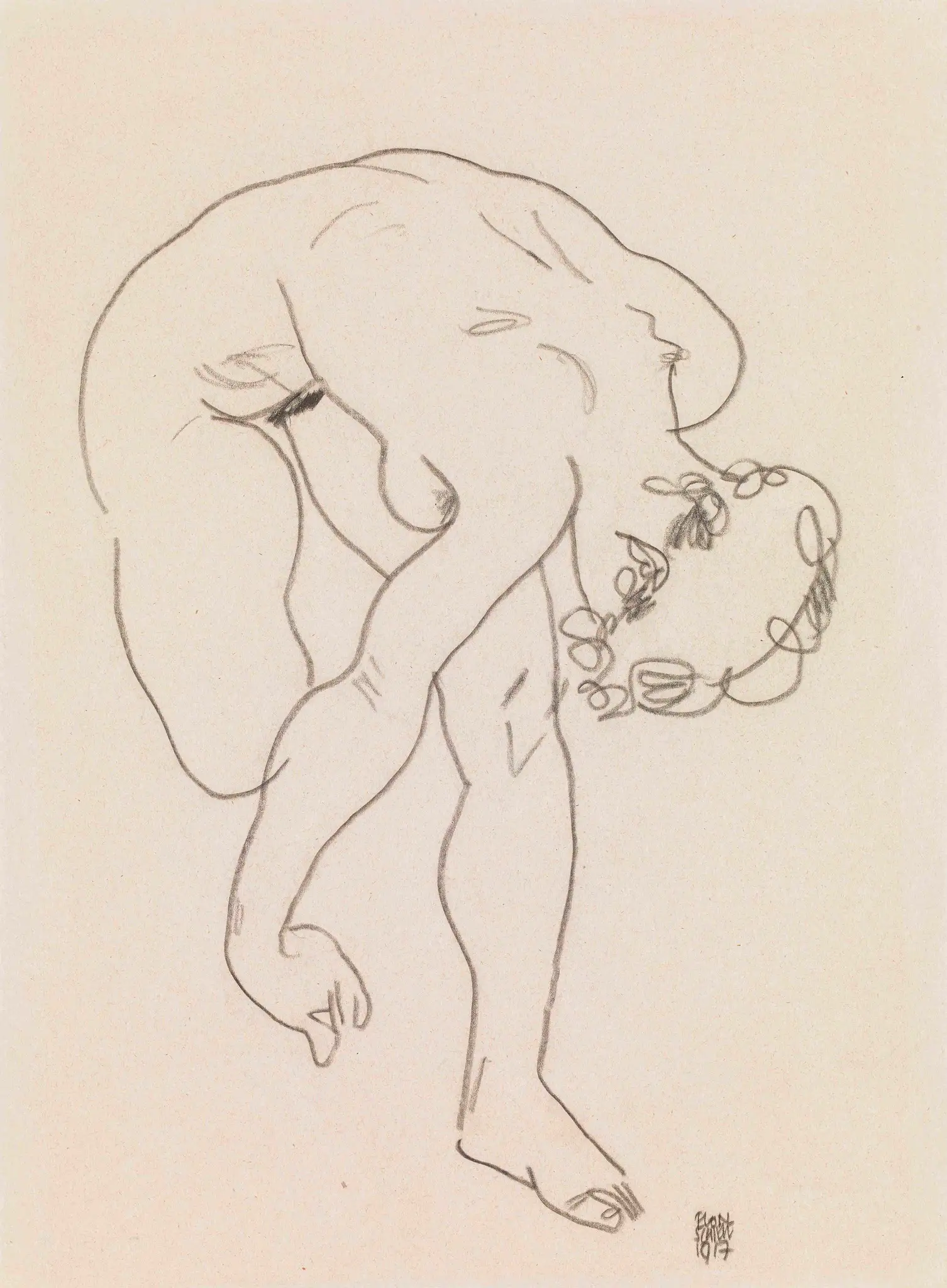 Nude Bent Forward 1917 Schiele