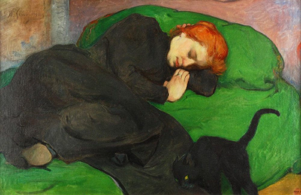 Sleeping Woman with a Cat 1896 Władysław Ślewiński