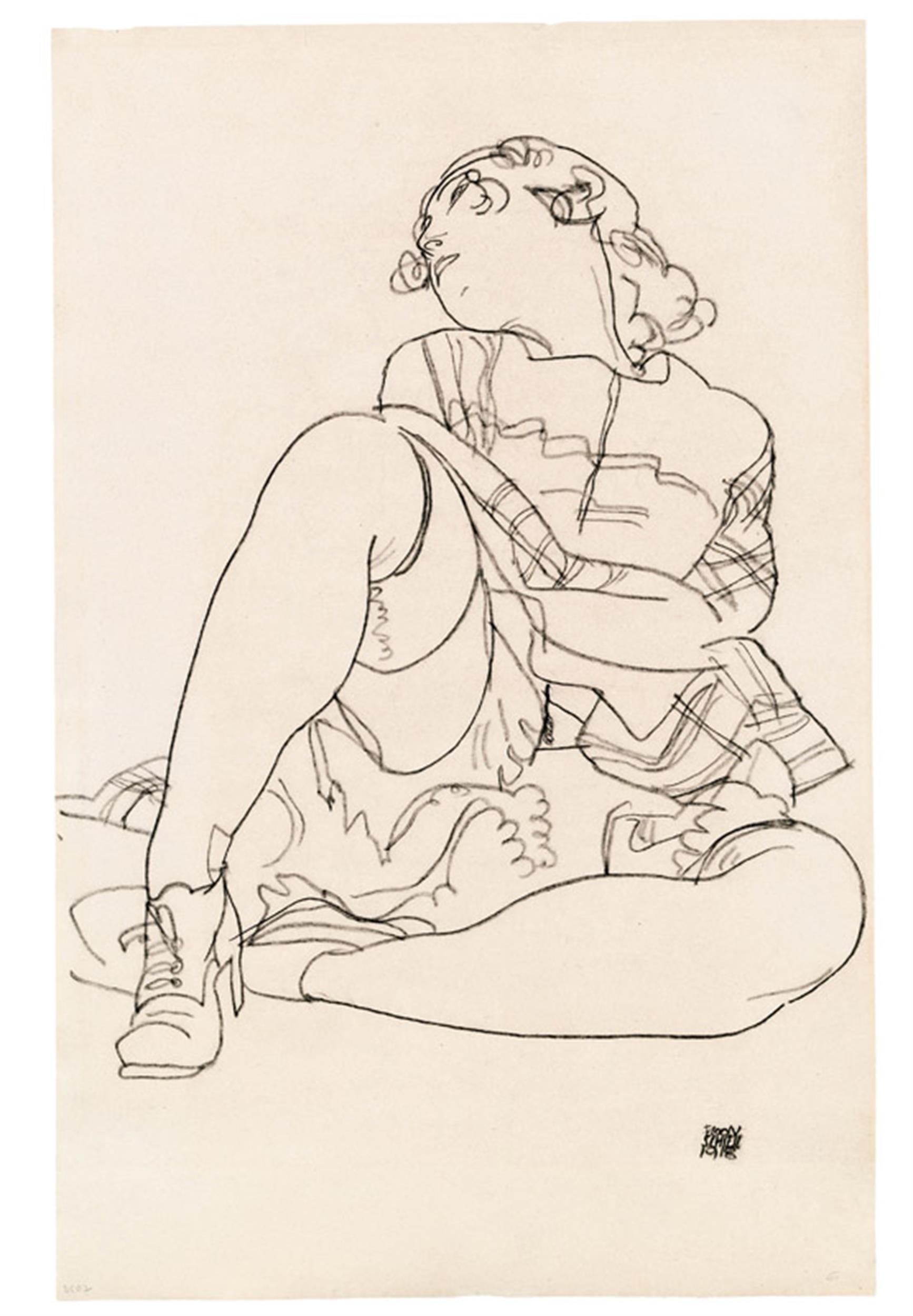 Seated Girl with Head Thrown Back 1918 Schiele