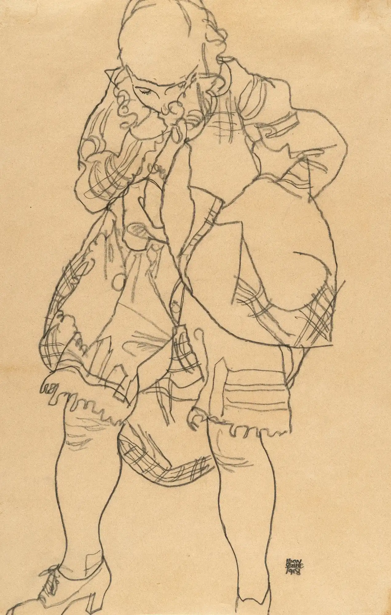 Standing Woman with Raised Skirt 1918 Schiele