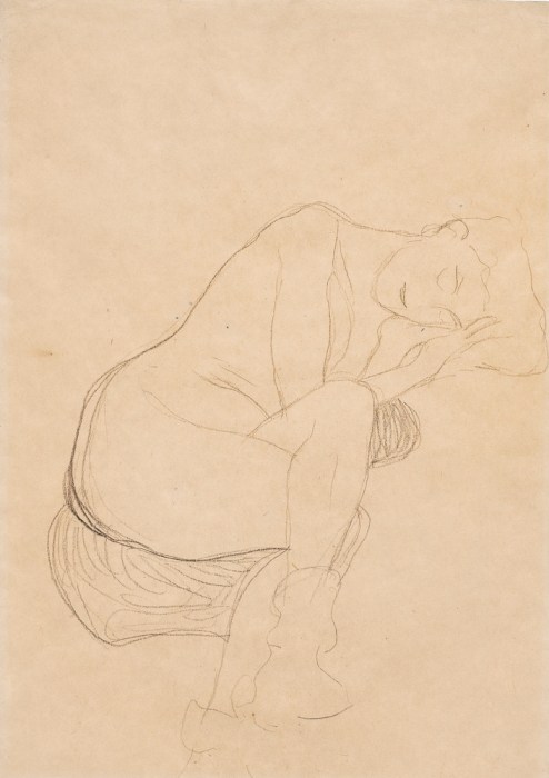Study for Danaë, Seated Nude with Legs Drawn Up 1903 Gustav Klimt