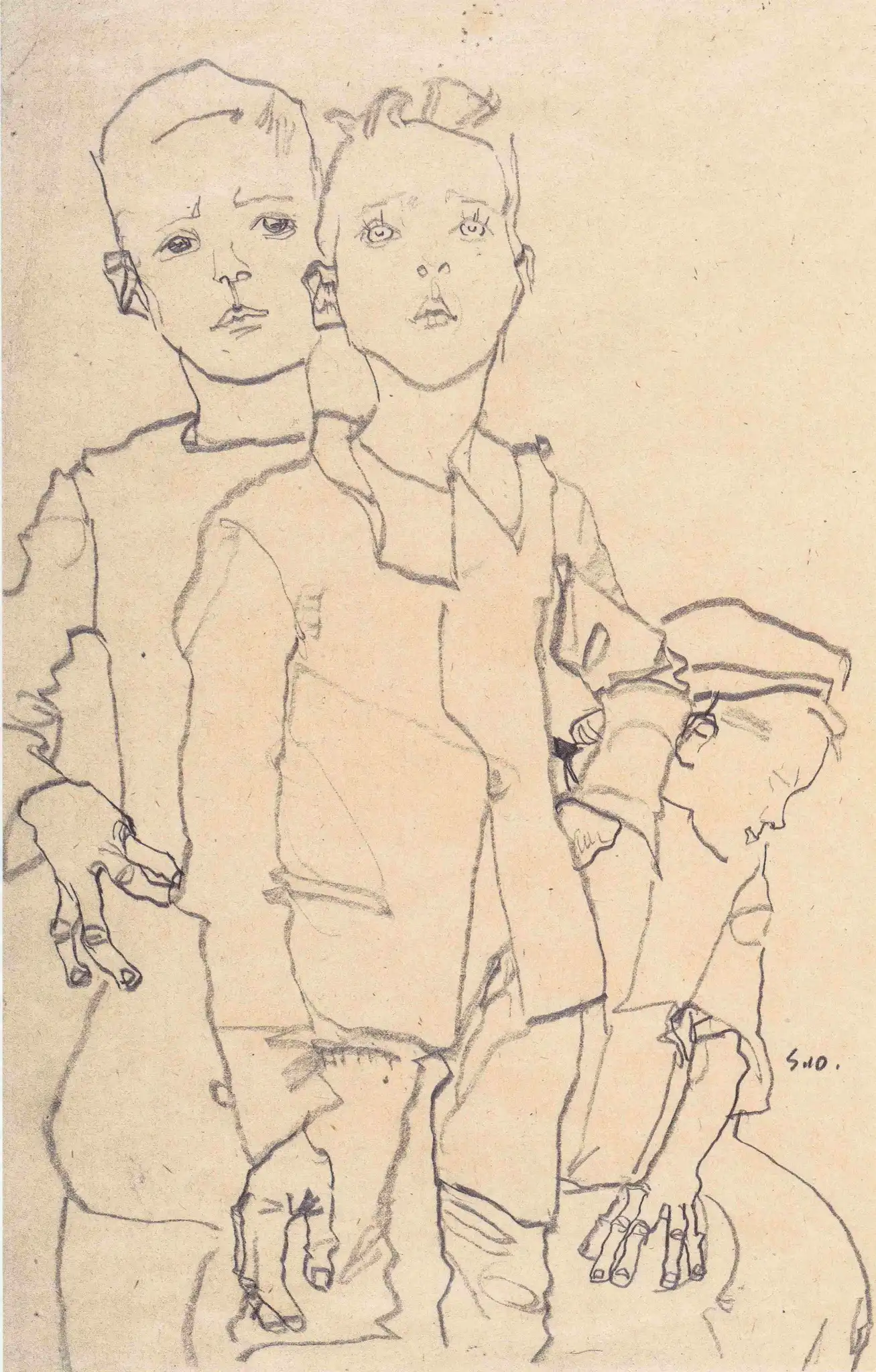 Three Street Urchins 1910 Schiele