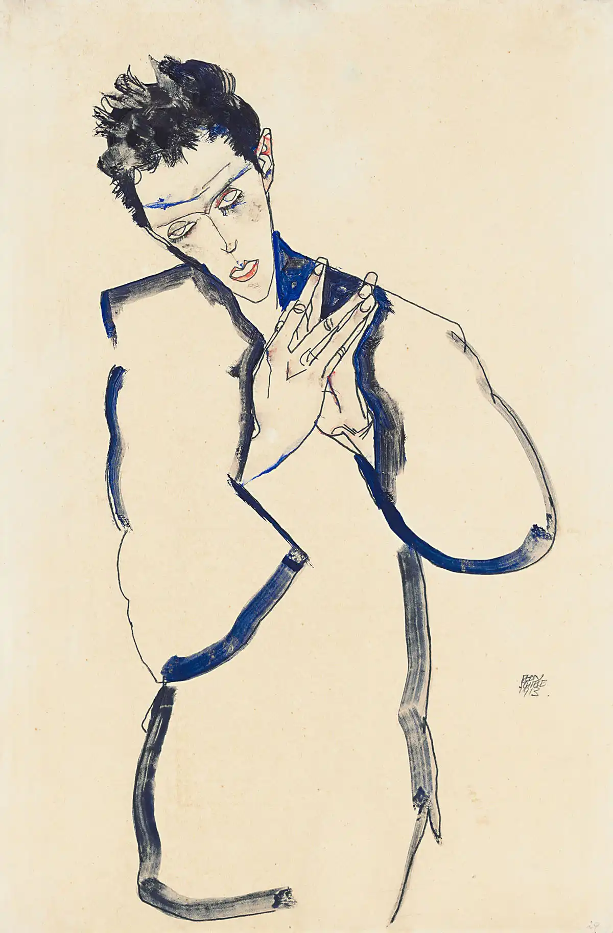 Self‑Portrait with Folded Hands 1913 Egon Schiele