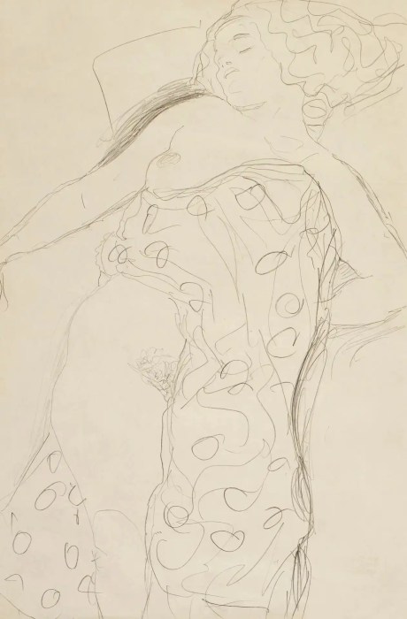 Sleeping Half‑Length Nude 1914-1915 Gustav Klimt
