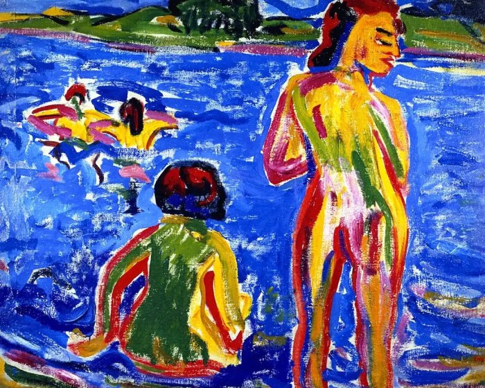Badende am Teich 1910 Heckel