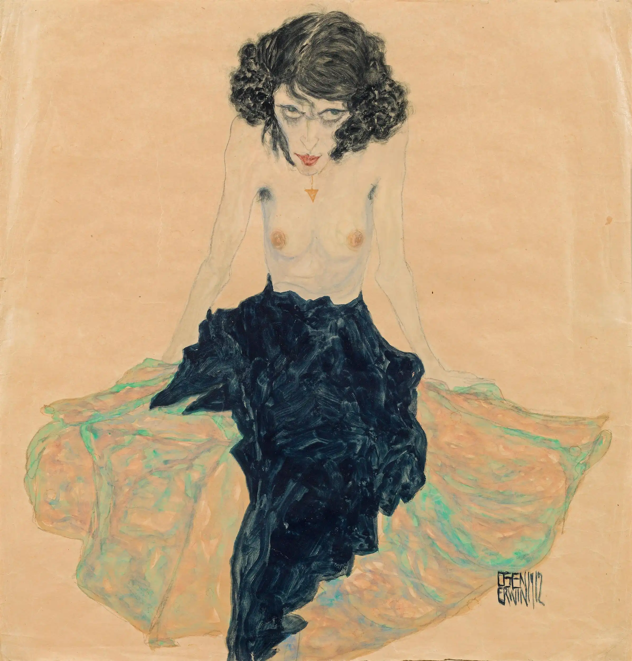Sitting Semi‑Nude, Dancer Moa 1912 Erwin Osen