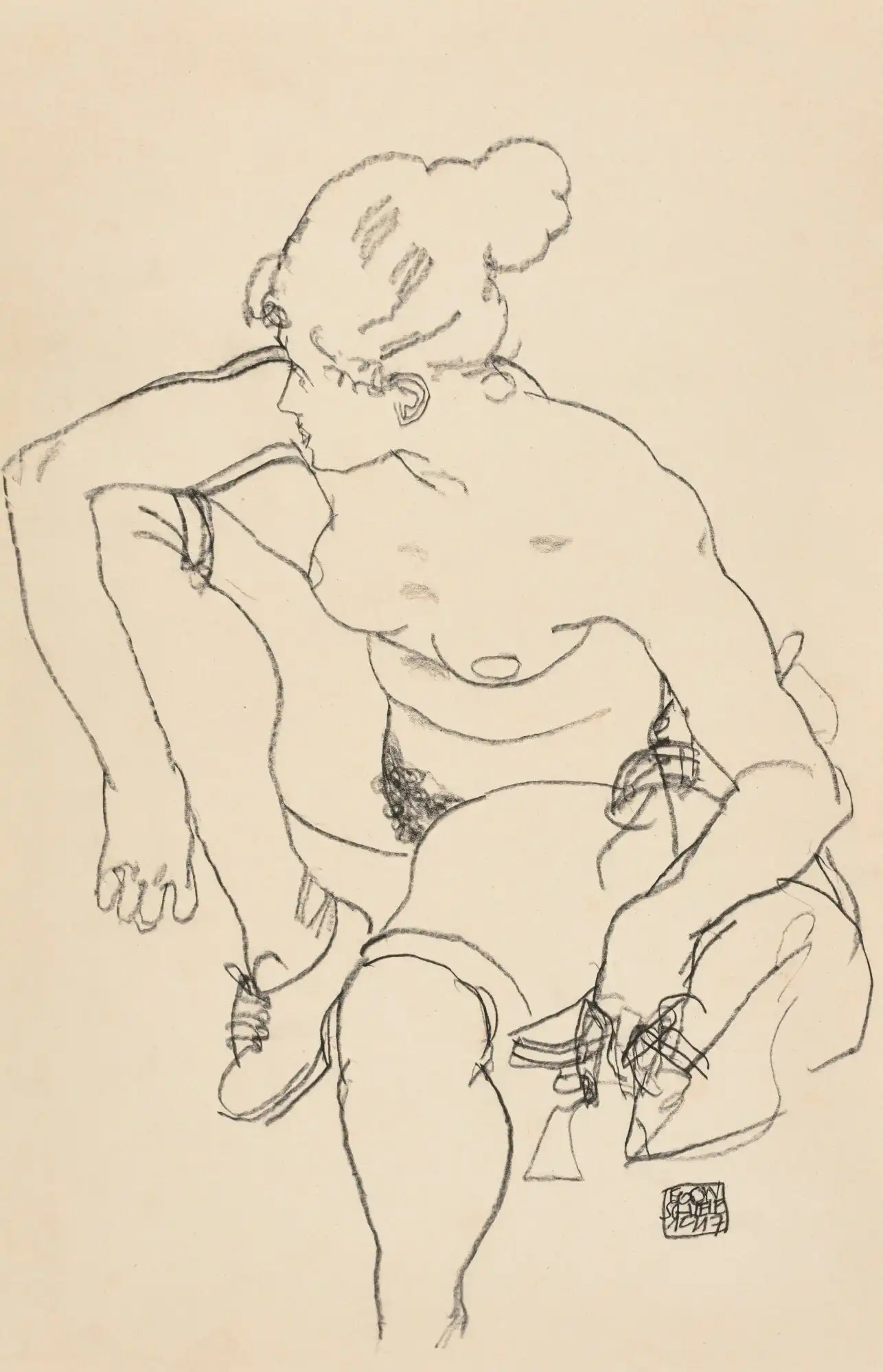Woman Sitting with Shoes, 1917 Egon Schiele