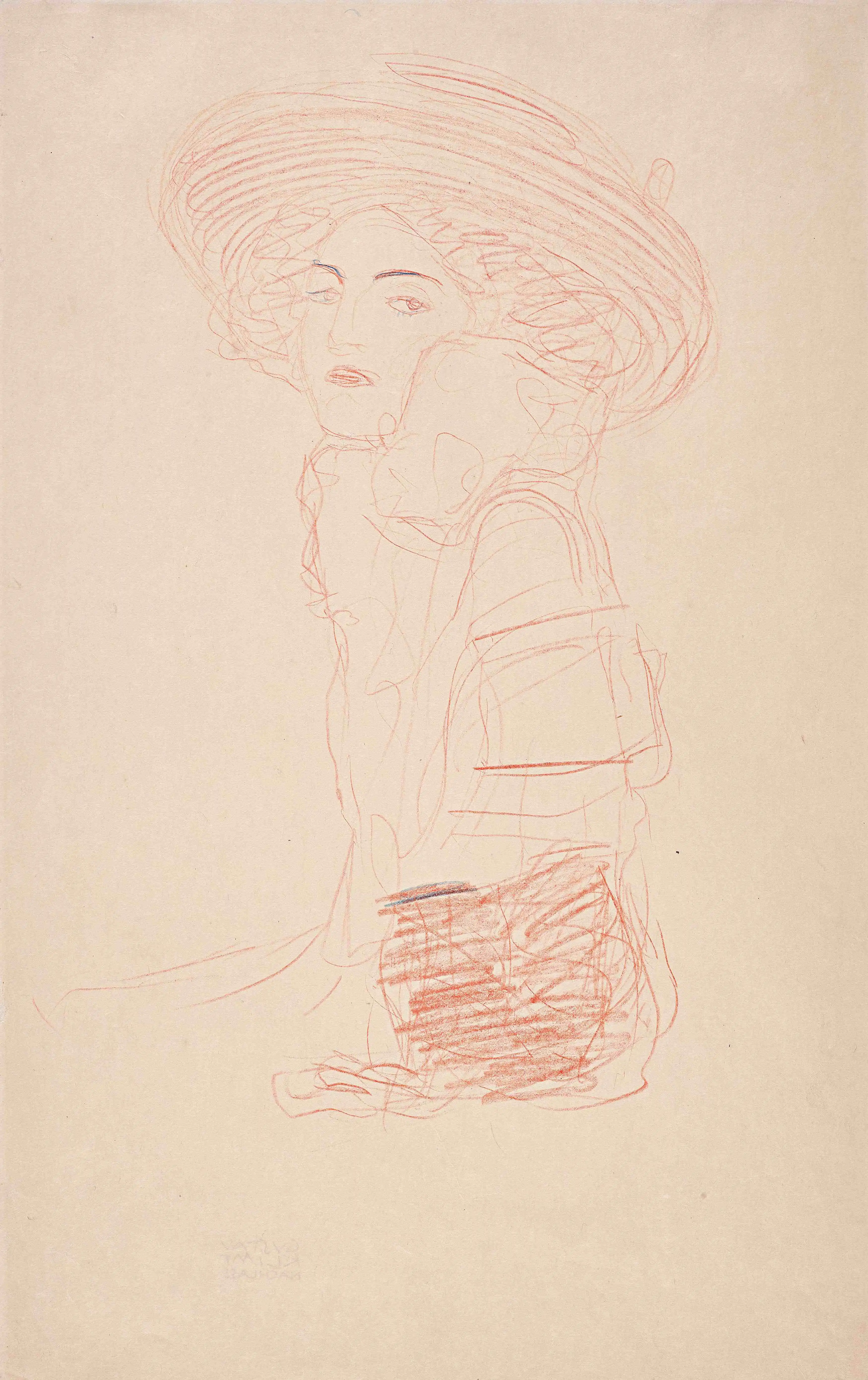 Seated Lady with Hat in Half Profile from the Left 1907/08 Gustav Klimt