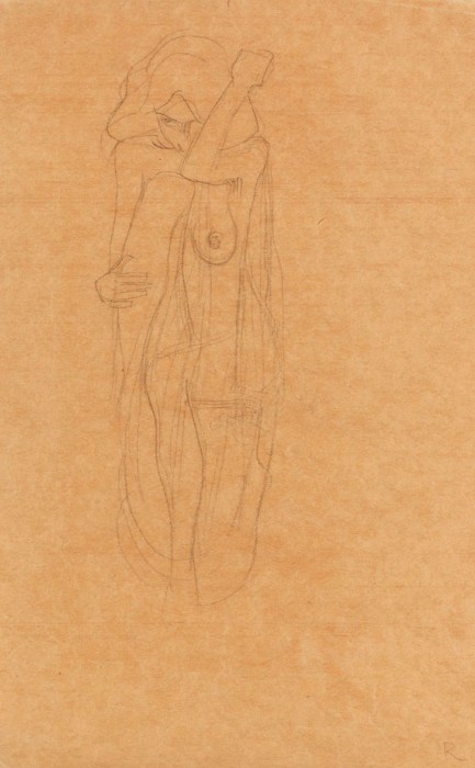 Crouching Half‑Length Nude from the Front 1902 Gustav Klimt