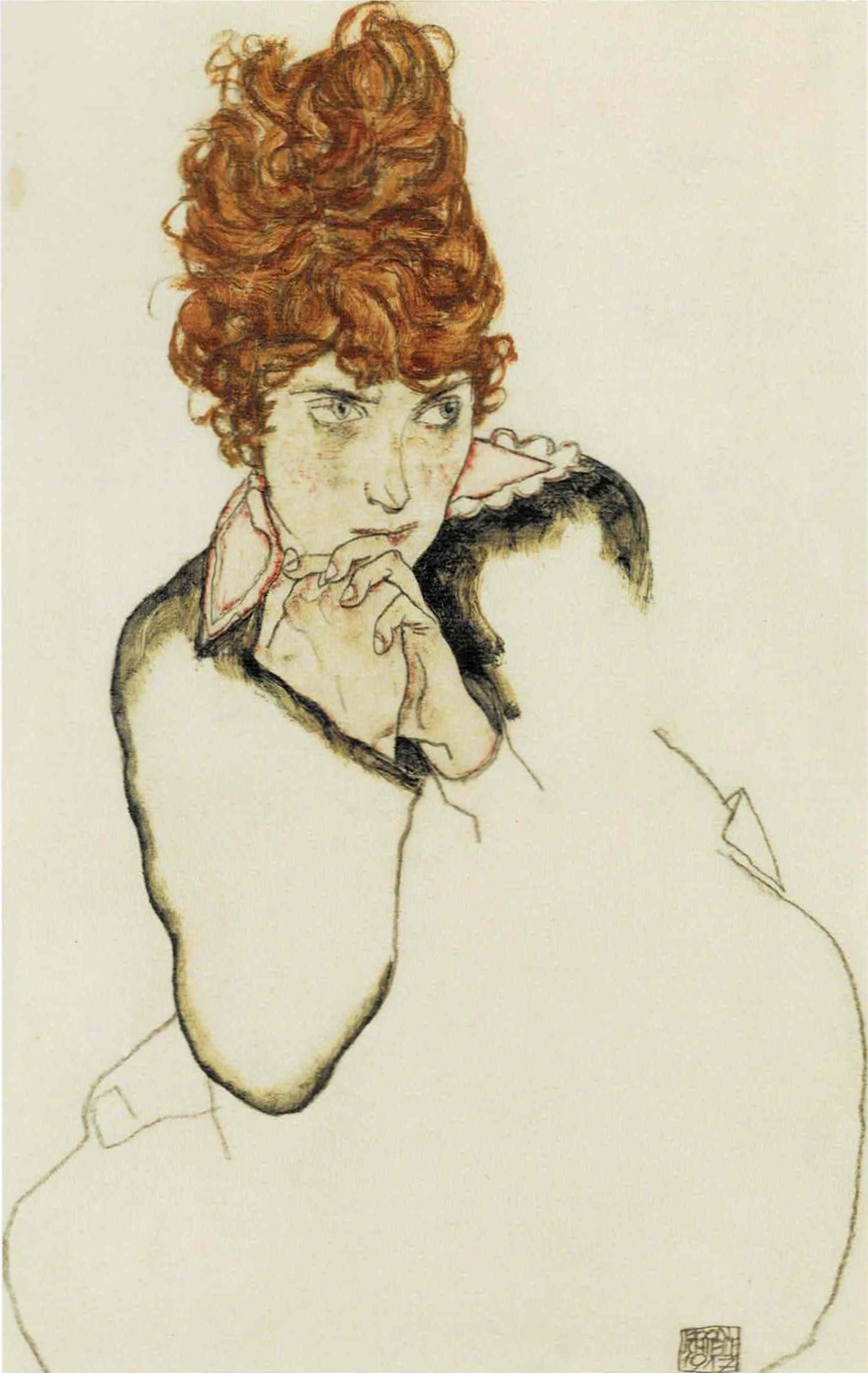 Schiele’s sister‑in‑law with clasped hands, half‑length 1913 Egon Schiele