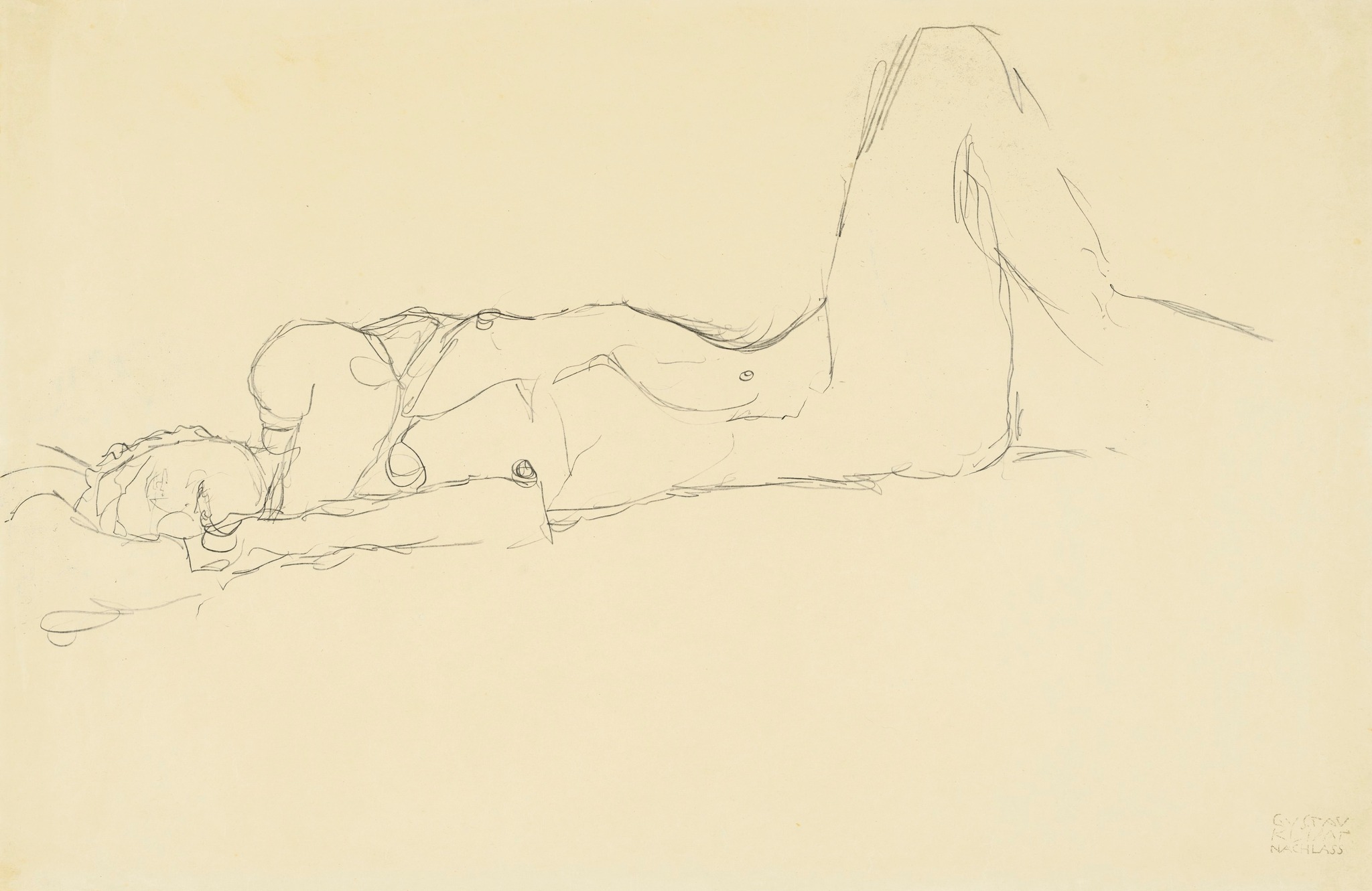Reclining Nude with Raised Right Leg, 1911–1912 – Gustav Klimt