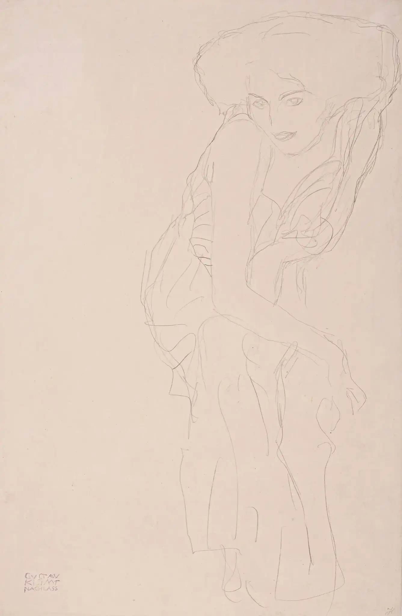 Seated Female in Turned Position, Bending Forward 1909/10 Gustav Klimt
