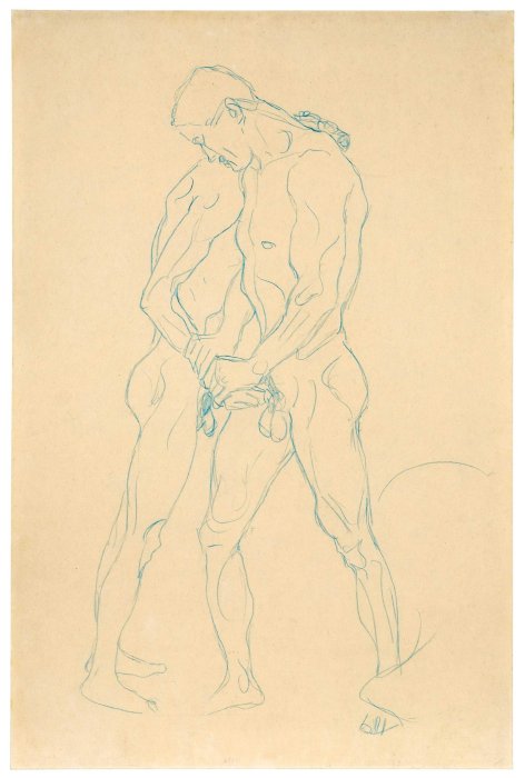 Two male nudes. Study for The Athletes 1904/05 Gustav Klimt