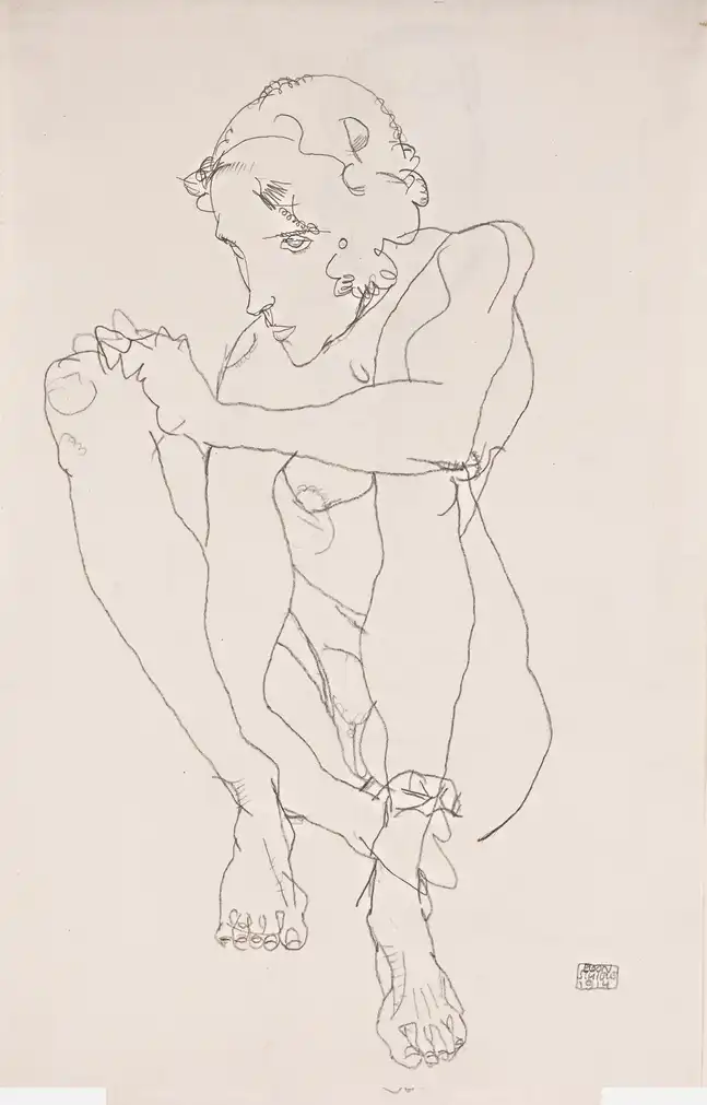 Squatting Woman, Study for Blind Mother, 1914 Egon Schiele