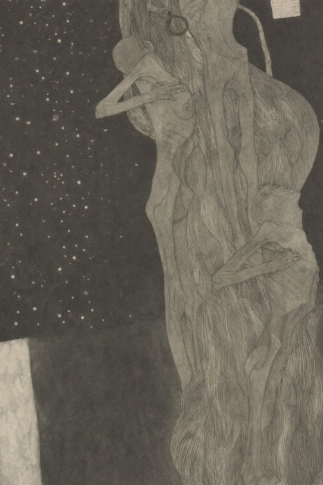 Oil on canvas painting, From the Realms of the Dead, Zug der Toten, by Gustav Klimt, 1903. Natter no. 159.