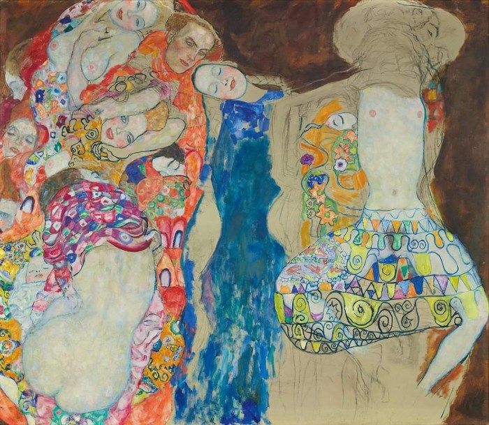 Oil on canvas painting, The Bride, Die Braut, by Gustav Klimt, 1917–1918. Natter no. 244