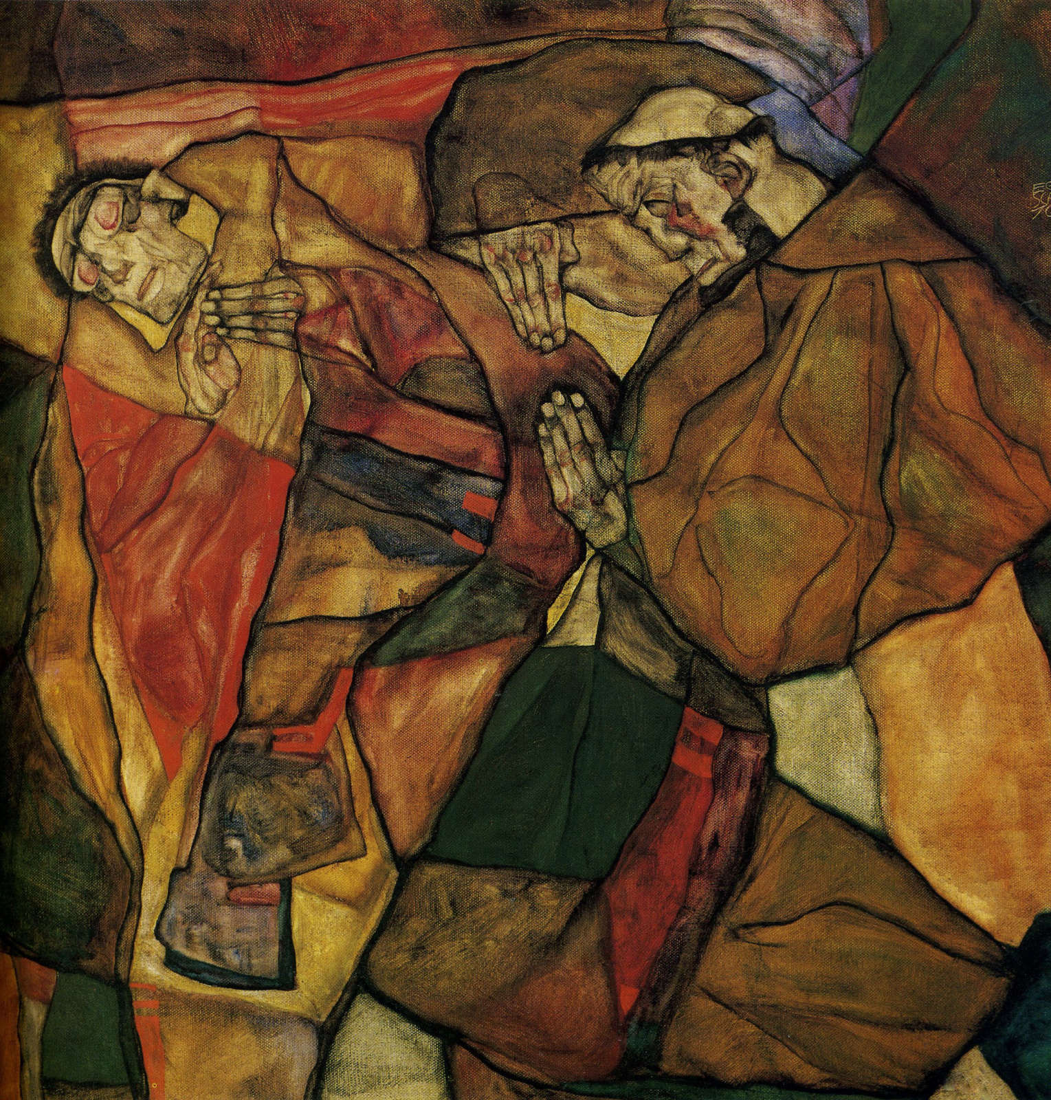 Oil on canvas painting, Agony, Agonie, by Egon Schiele, 1912. Kallir P230
