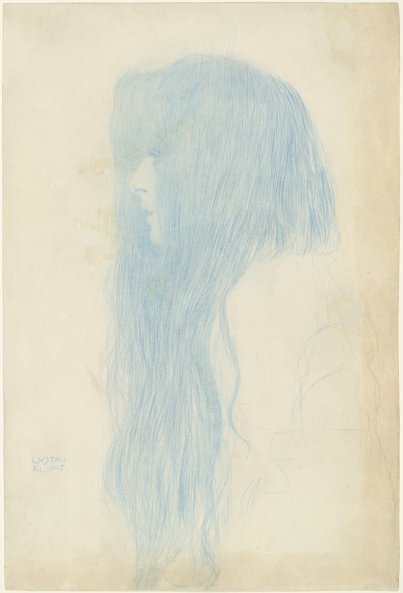 Bust of a Girl with Long Hair, Profile to the Left, 1898/1899 – Gustav Klimt