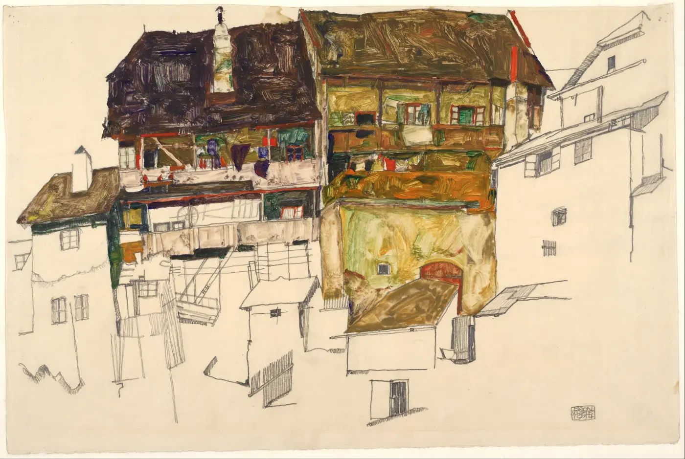 Old Houses in Krumau, 1914 – Egon Schiele