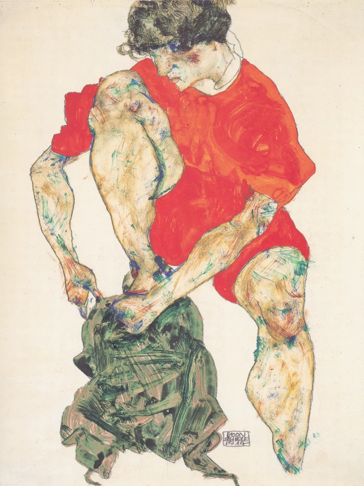 Female Model in a Red Dress, 1914 – Egon Schiele