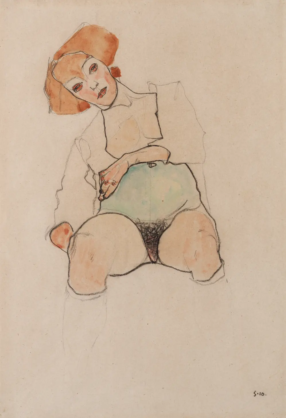 Pregnant Woman with Green Stomach, Seated, 1910 – Egon Schiele